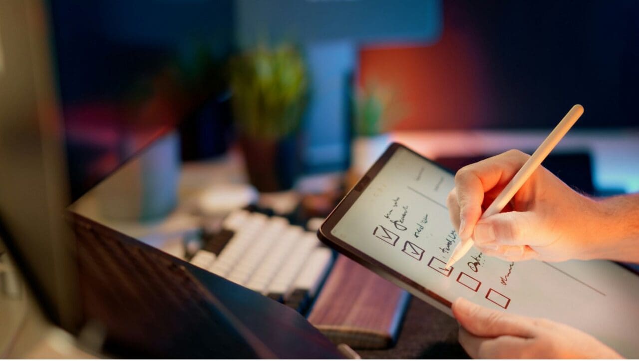 checklist on a tablet