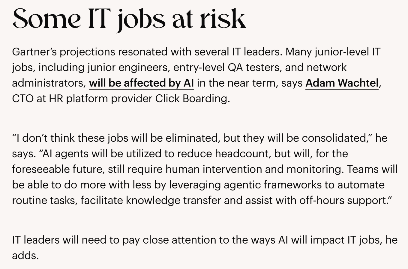 Screenshot from a CIO.com article quoting Adam Wachtel